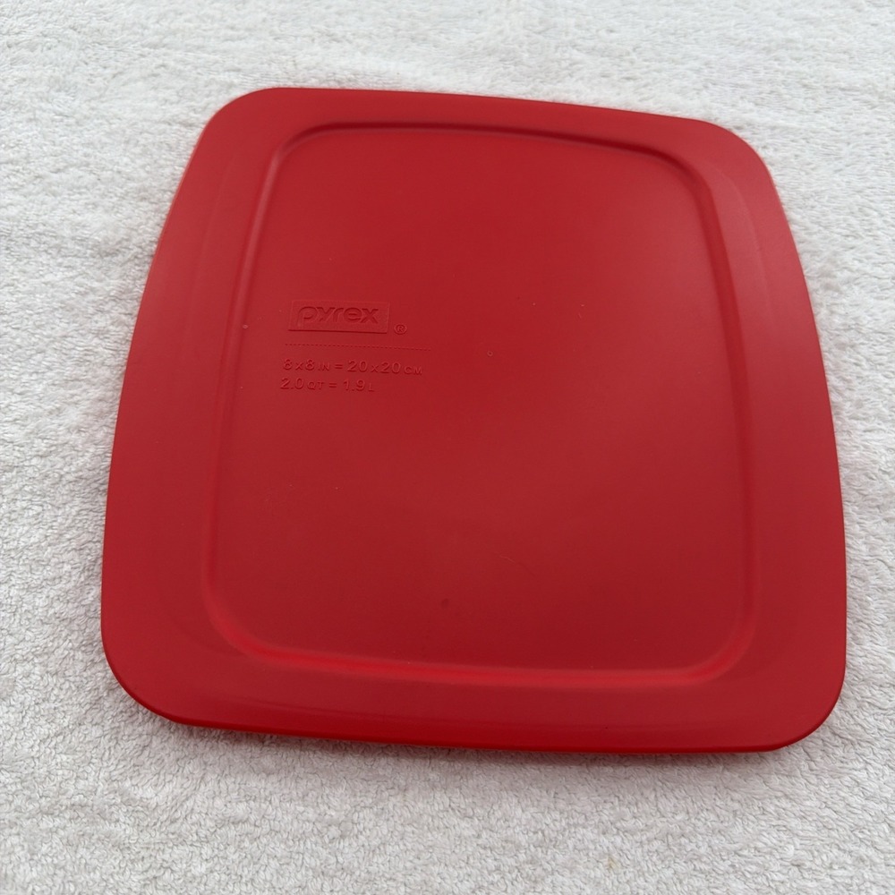 Pyrex Lid Red  8x8 Square C-222-PC 2qt Easy Grab Replacement LID ONLY USA